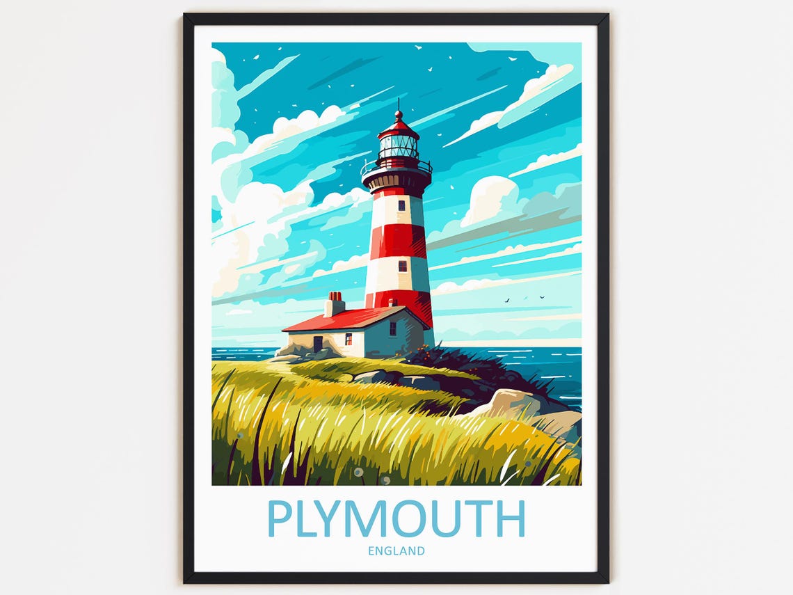 Plymouth Travel Print Wall Decor Wall Art Plymouth Wall Hanging Home Dcor Plymouth Gift Art Lovers England Art Home Decoration