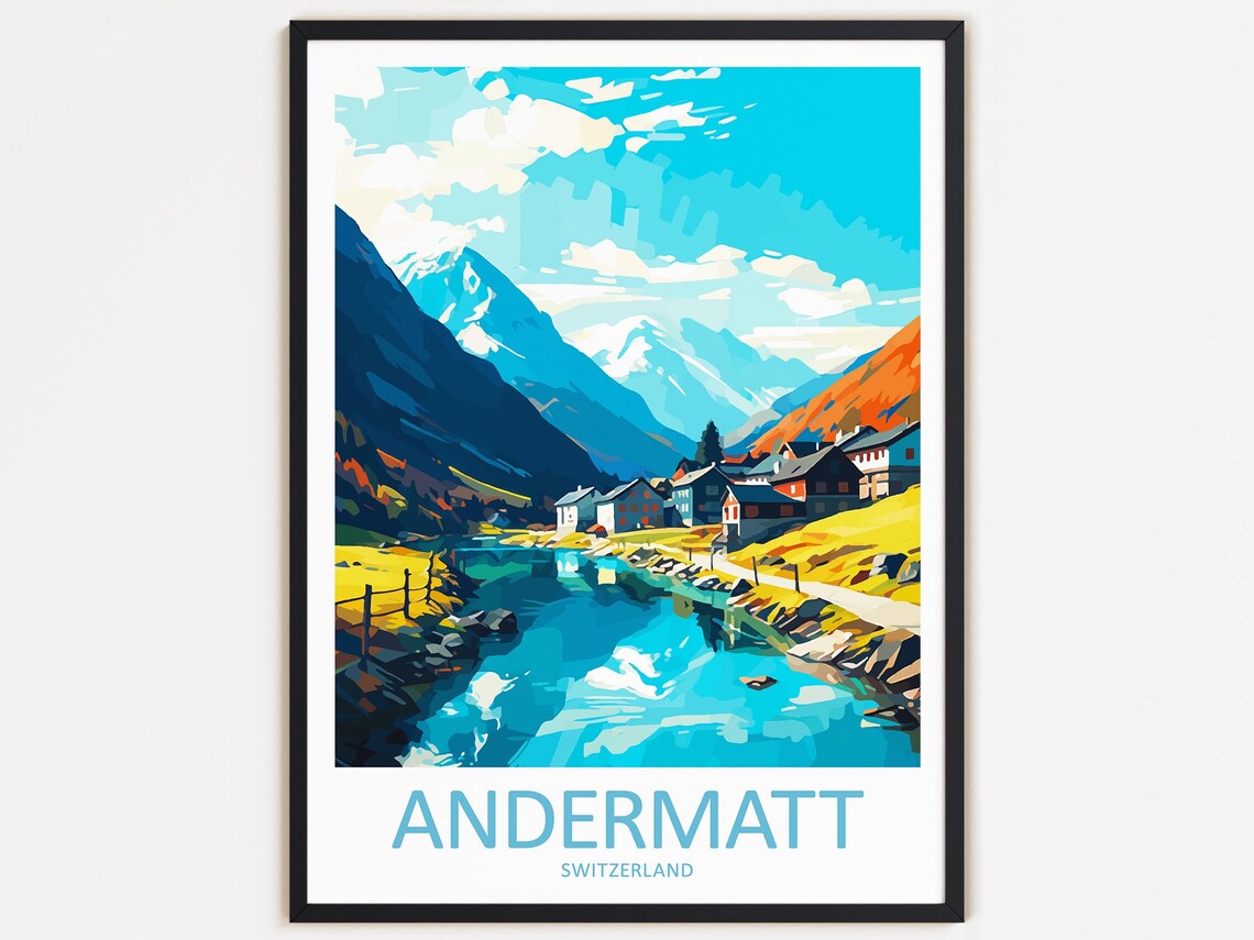 Andermatt Travel Print, Switzerland Wall Decor