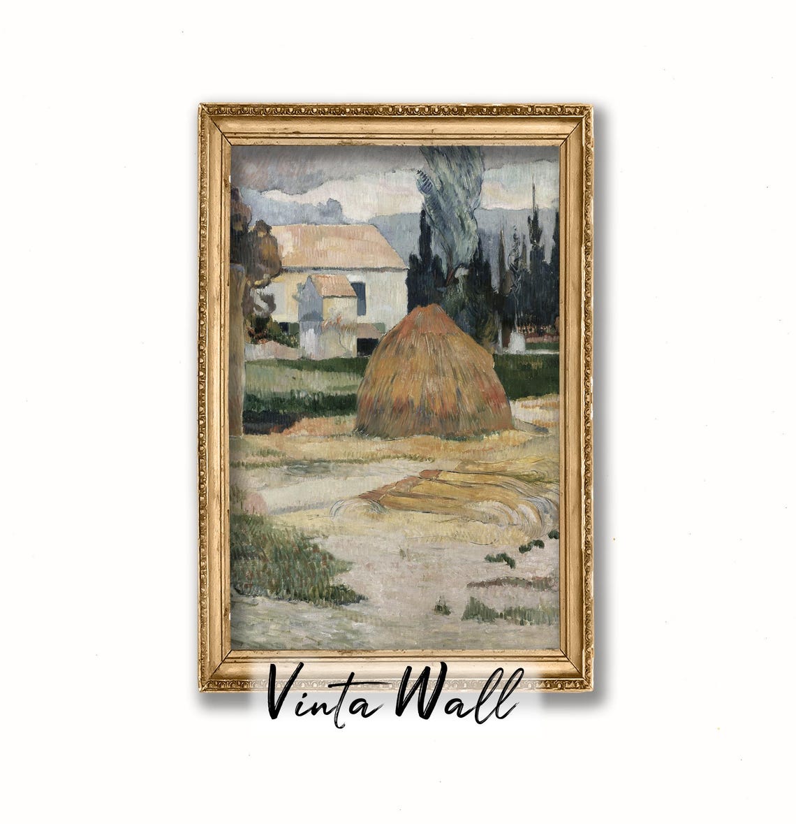 Farmhouse Haystack Rural Harvest Vintage Countryside Art Poster - Image 3