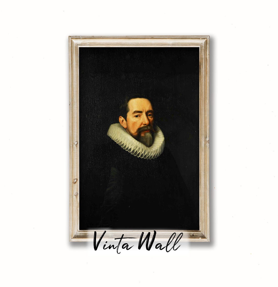 Portrait Man Oil Painting Farmhouse Dark Academia Vintage Print Gentleman Long Black Beard Art Country Wall Antique Moustache
