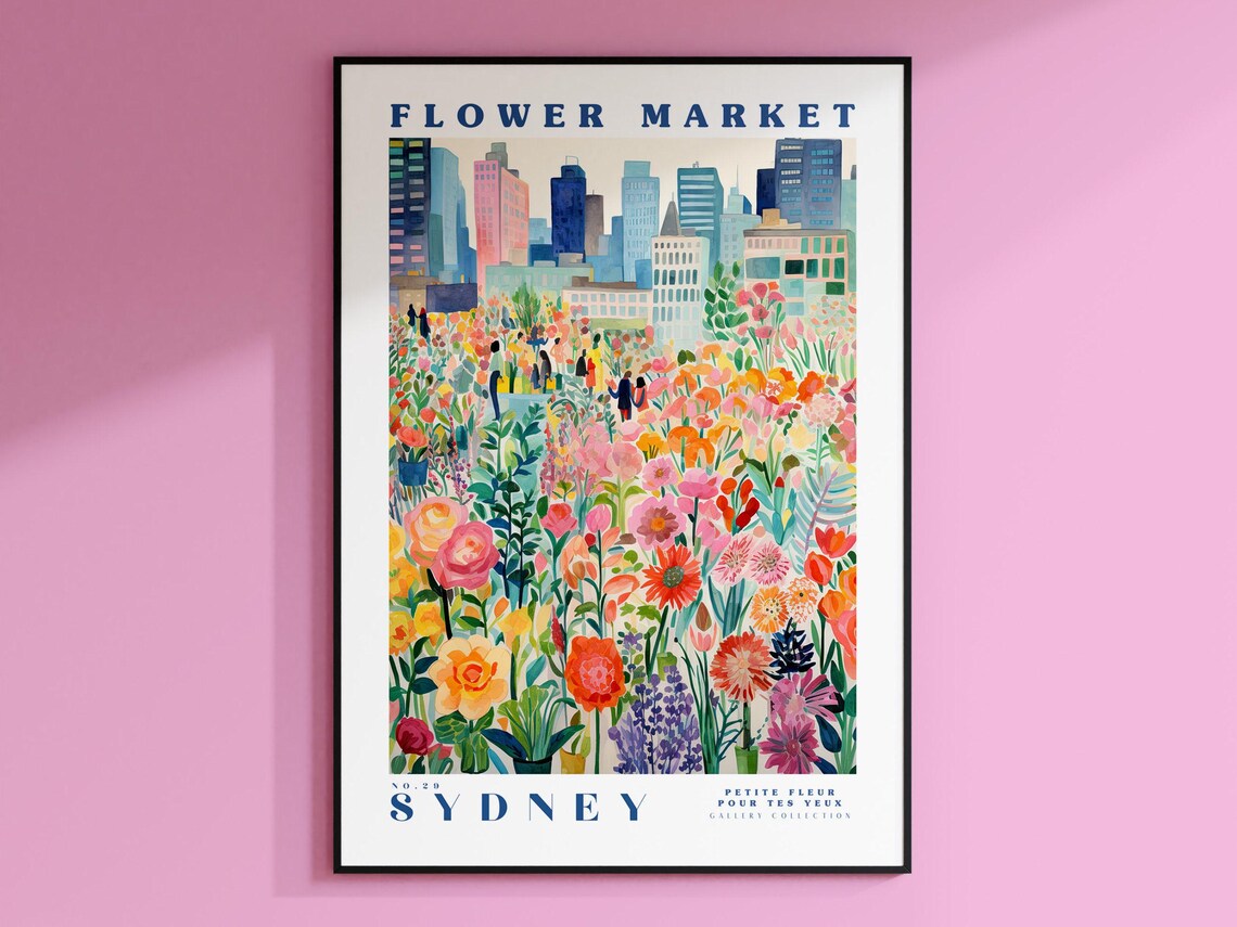 Sydney Flower Market Poster, Australia Travel Poster