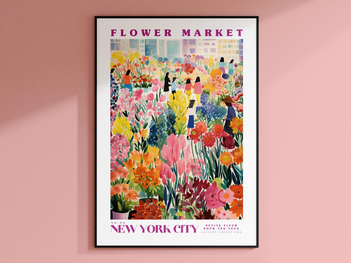 NYC Flower Market, Boho New York City Art Print