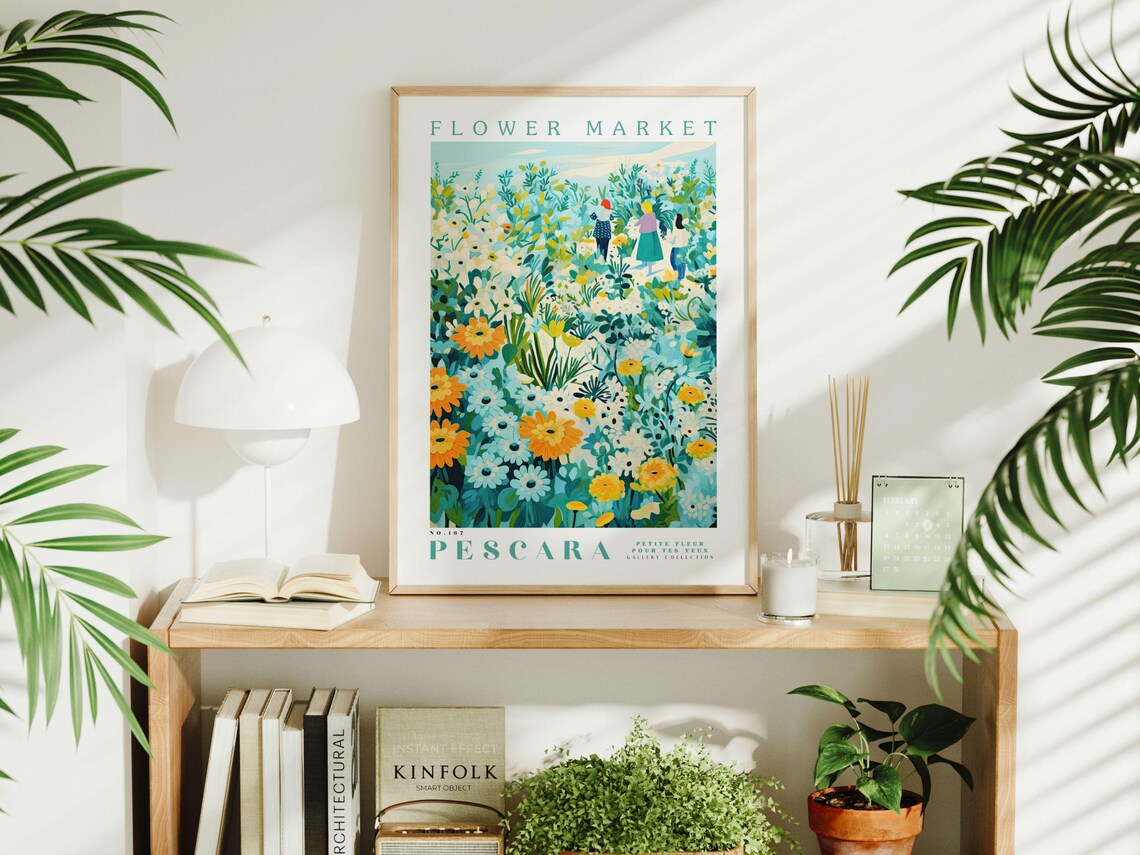Flower Market Milan Vintage Travel Poster - Image 2