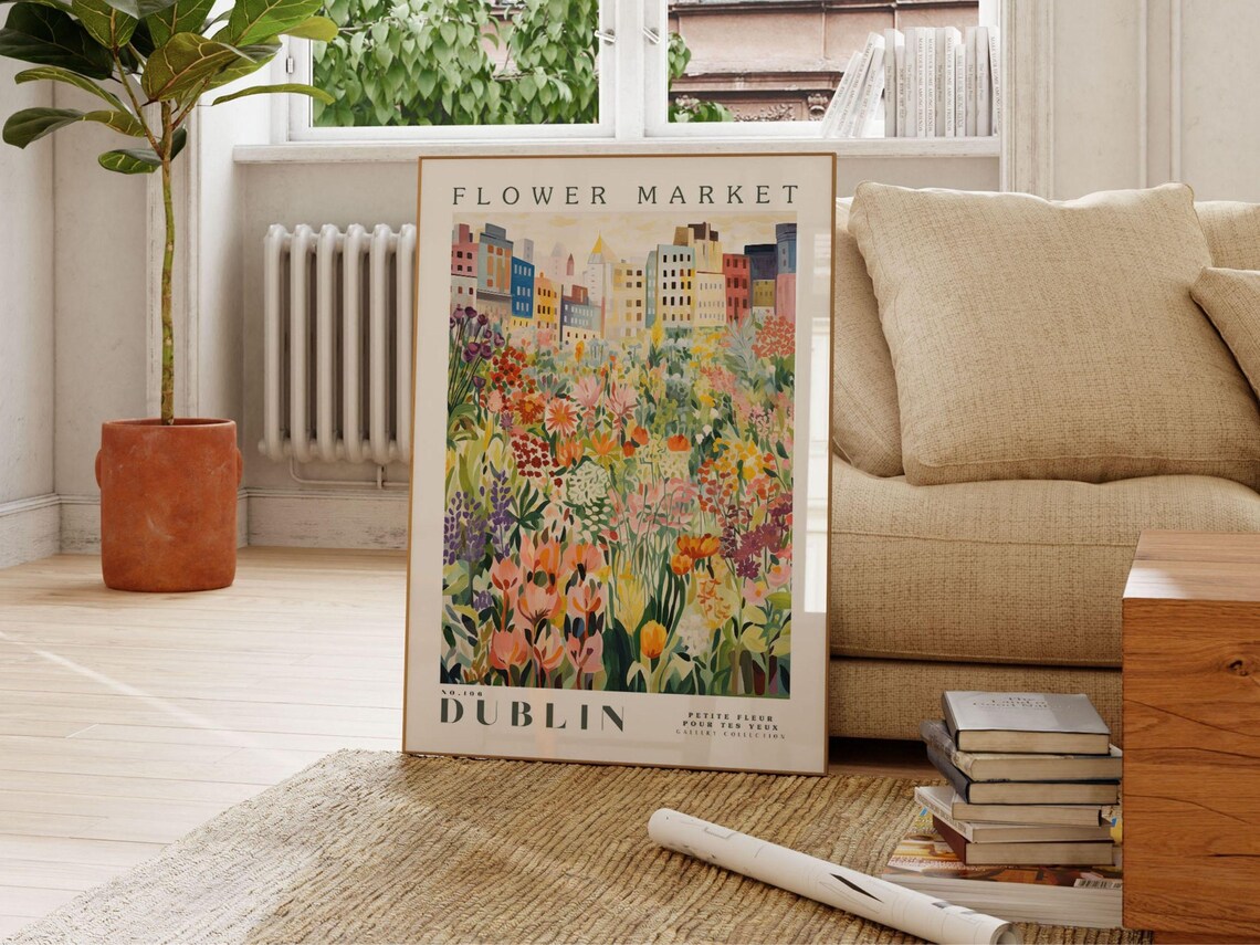 Dublin Flower Market Travel Poster, Botanical Art - Image 2