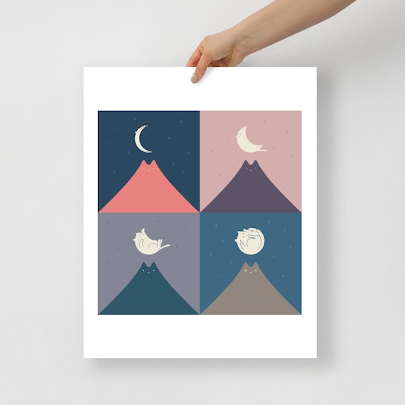 Cat Moon 2x2 Art Print