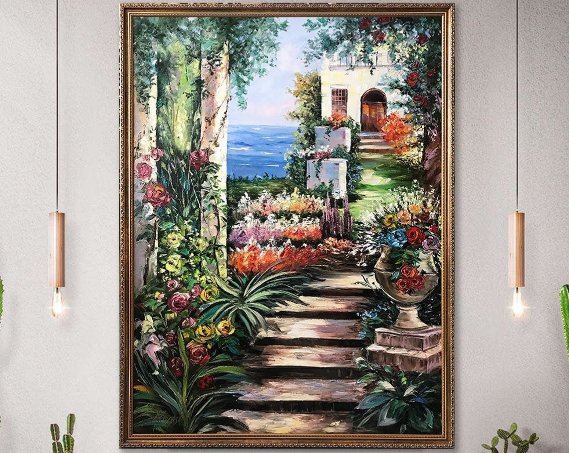 Positano Coast Painting Original Italy Artwork Italian Landscape Oil Painting Italian Wall Art Frame Amalfi Coast Art Italy Village Painting