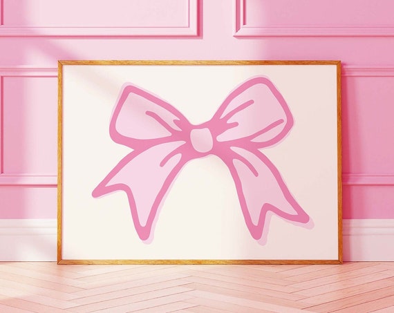 Ribbon Bow Print Art Balletcore Wall Art Cute Nursery Wall Art Trendy Pink Art Print Girly Wall Decor