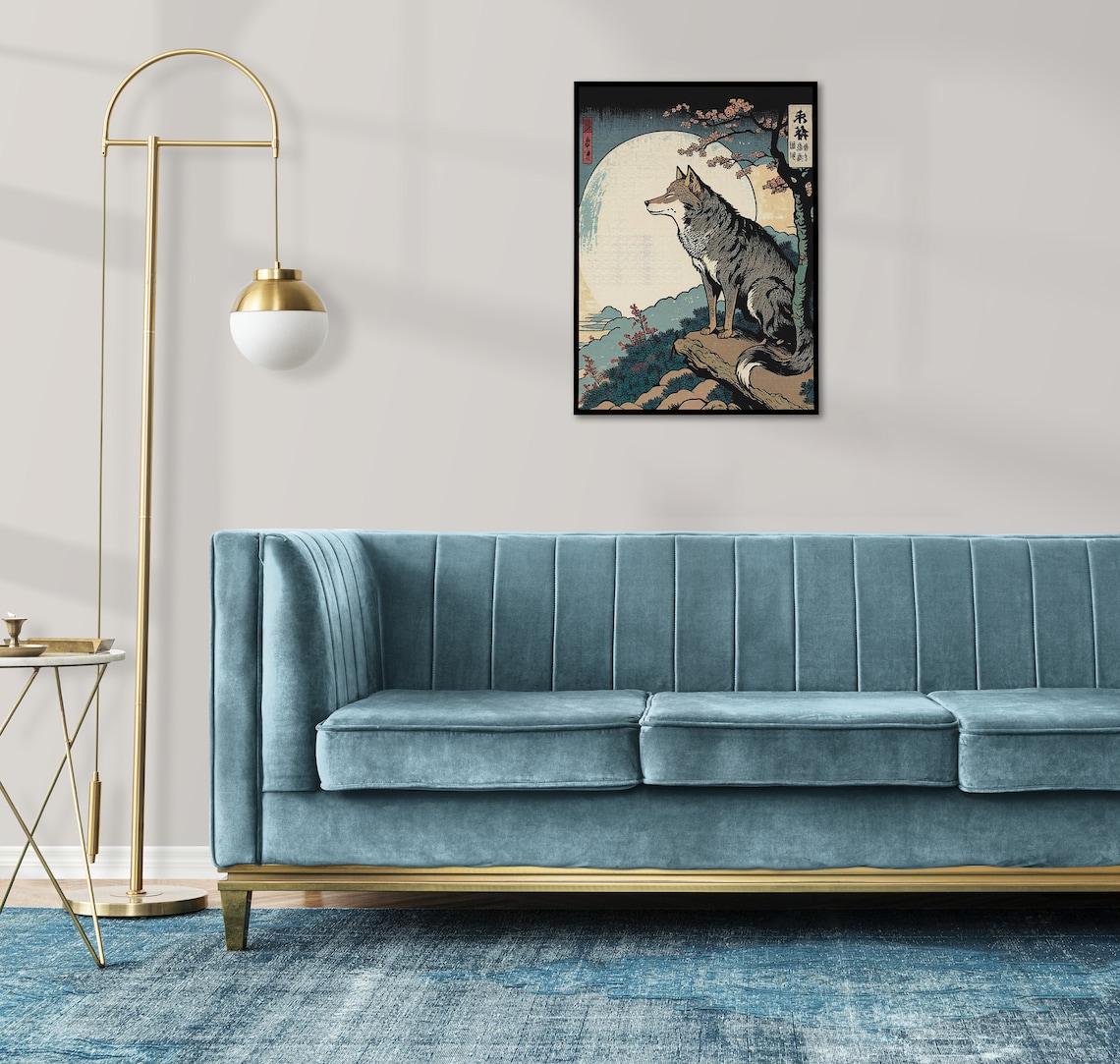 Wolf Japanese Art Style Nara Landscape Poster - Image 4