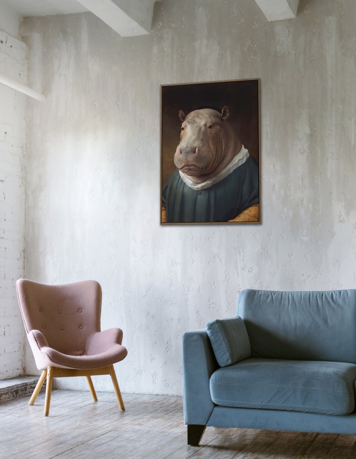 Noble Hippopotamus Baroque Style Art Print - Image 4