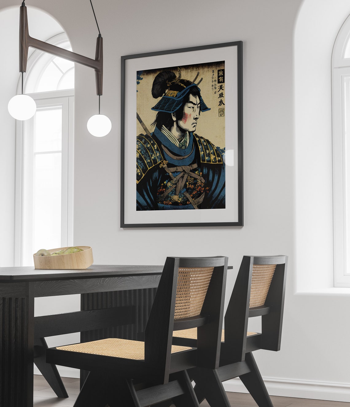 Fierce Samurai In Blue Armor Japanese Ukiyo E Style Art Poster - Image 4