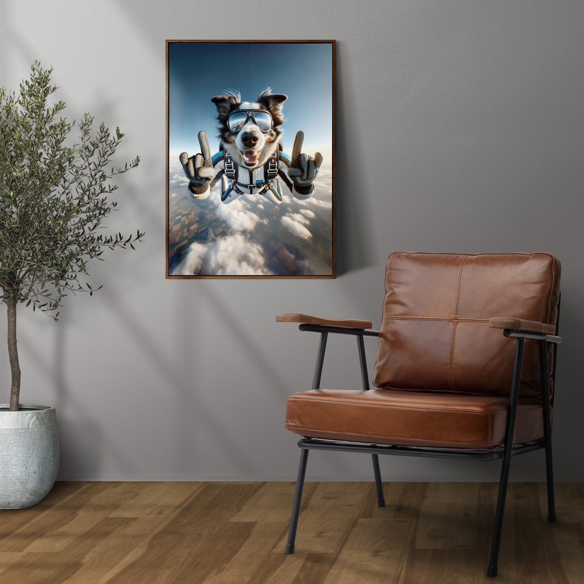 Epic Skydiving Border Collie With Goggles High Above Clouds Dog Poster - Image 3