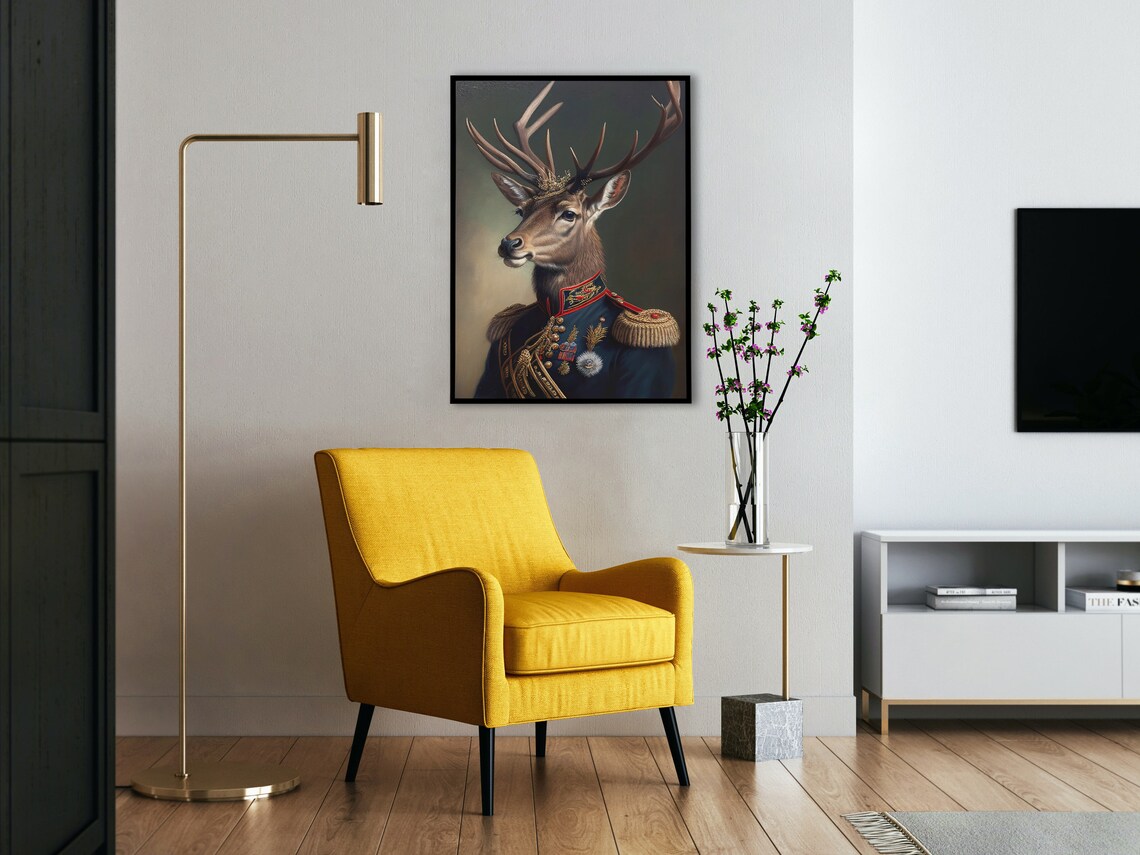 Portrait Of A Deer In Military Uniform Poster - Image 4