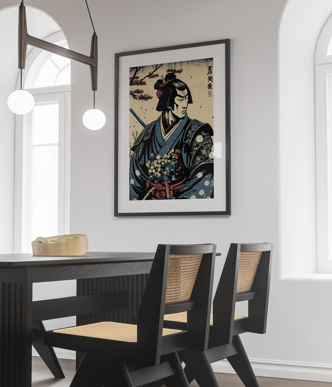 Samurai Warrior Portrait in Ukiyo E Japanese Woodblock Style Poster - Image 4