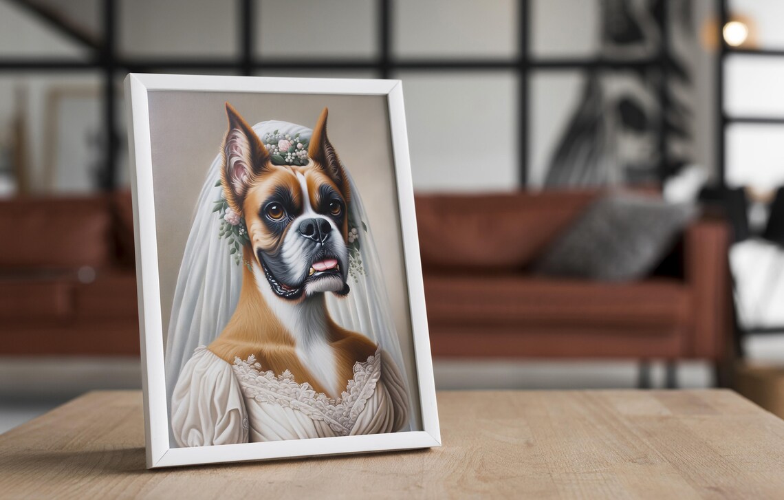 Boxer Bride in Wedding Dress with Veil and Floral Headpiece Poster - Image 4