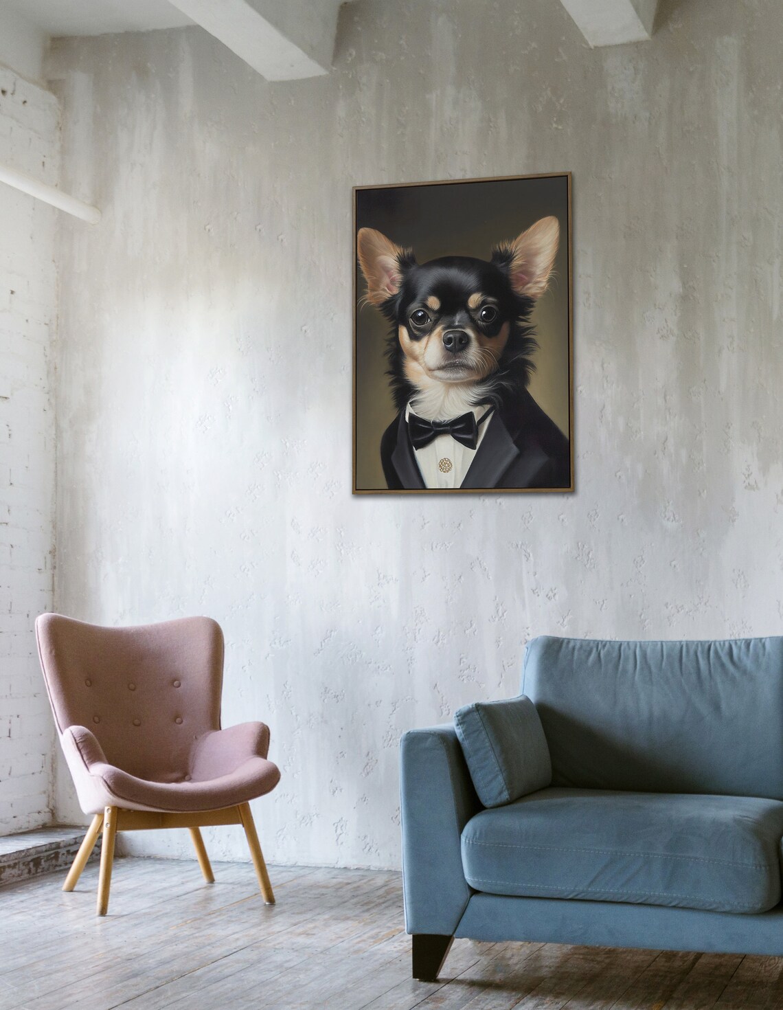 Portrait Of A Chihuahua In A Tuxedo, Poster Print - Image 3