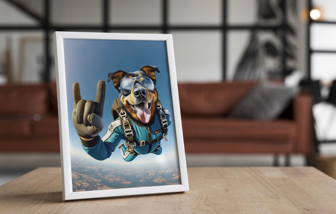 Black And Tan Beauceron Dog Skydiving Rock Sign Epic Skydiver Poster - Image 4