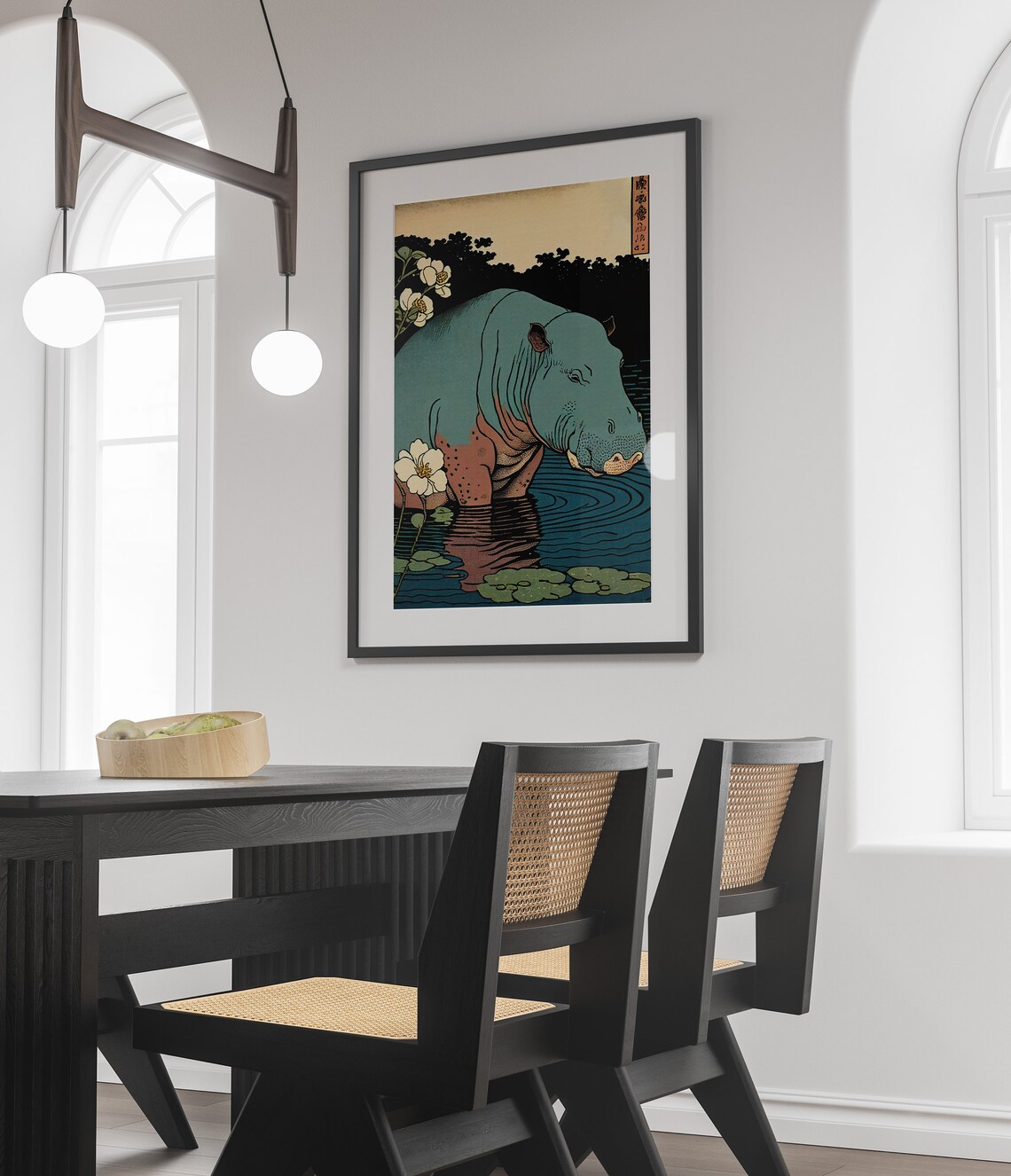 Hippopotamus Vintage Ukiyo-E Art Print - Image 3