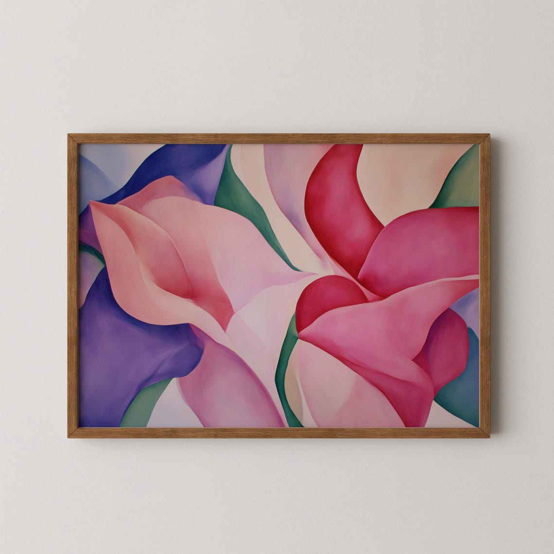 Pink Purple Flower Close Up Abstract Botanical Modern Style Wall Art