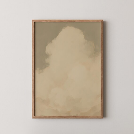 Muted Clouds Abstract Art Print Moody Minimalist Texture Oil Painting Wall