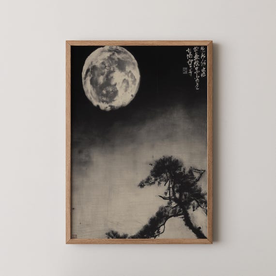 Vintage Botanical Japandi Wall Art Woodblock Print