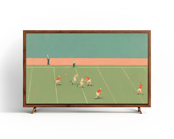 Minimalist Retro Football Game Stadium Scene Illustration Poster