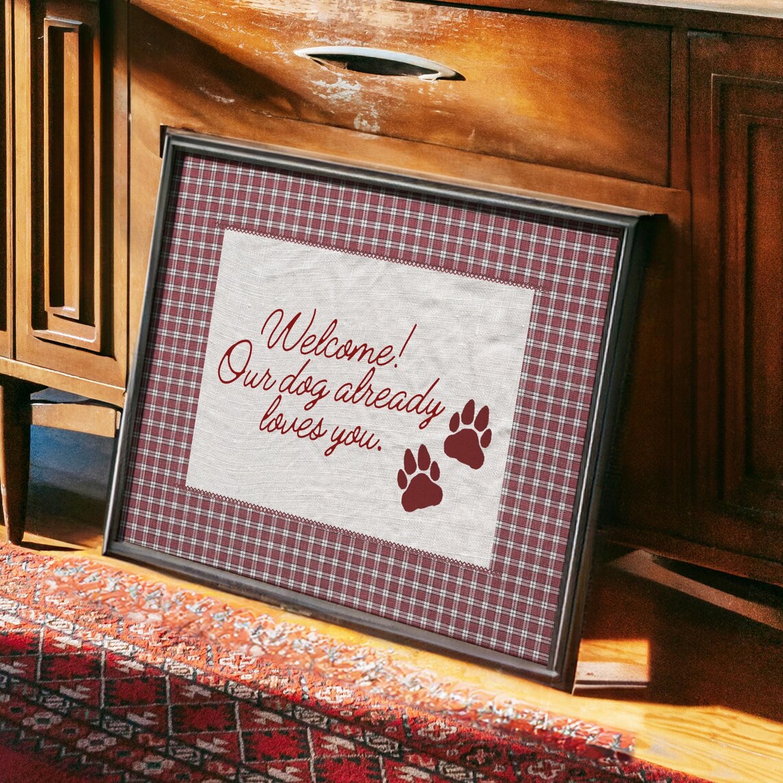 Welcome Home Pet Dog Poster, Preppy Watercolor