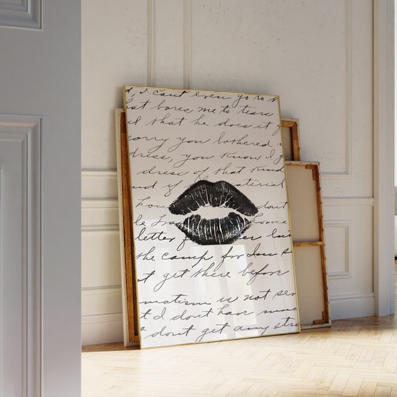 Trendy Art Prints Kiss Lips Wall Poster Preppy Dorm Print Funky Fashion