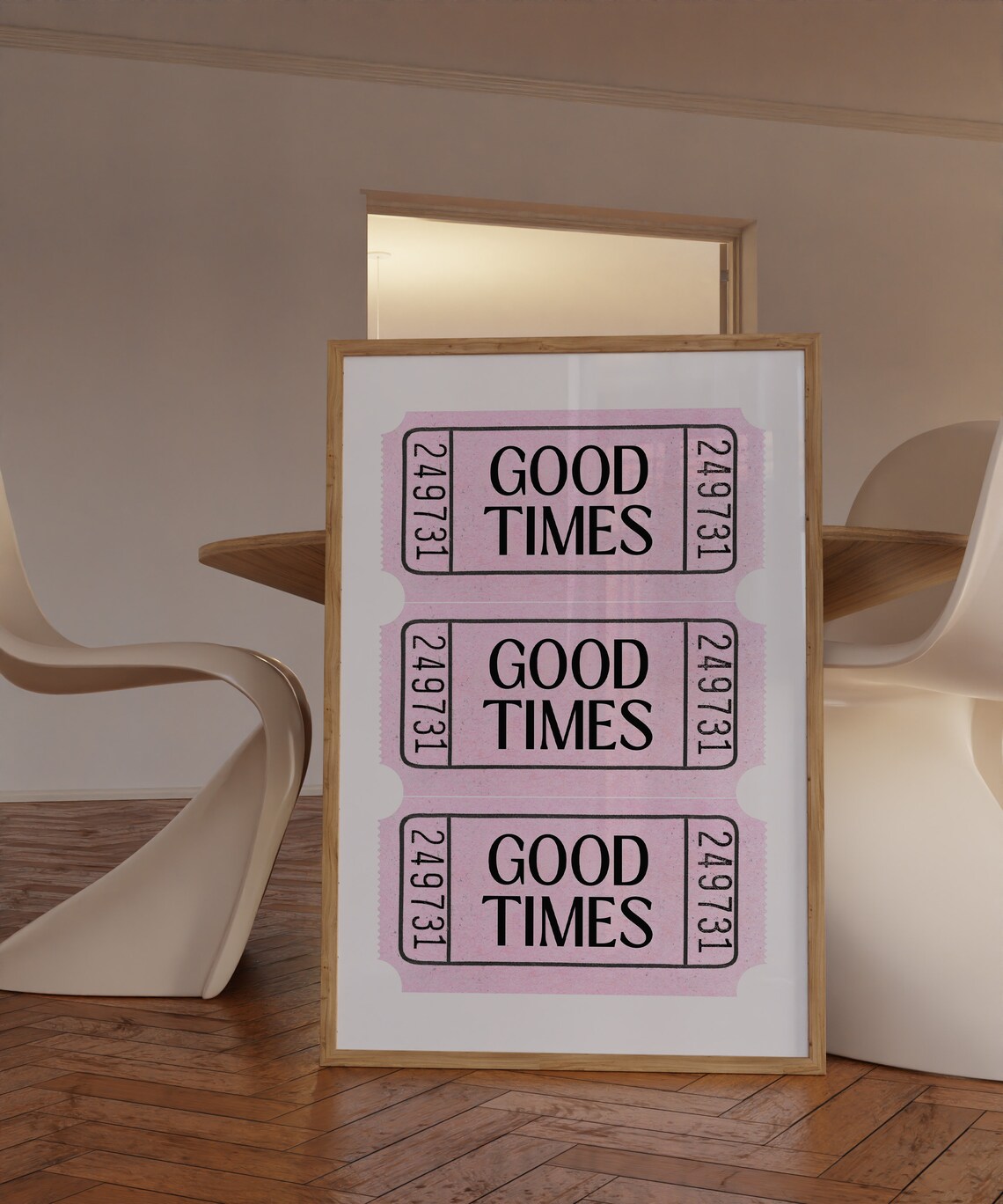 Pink Good Times Retro Ticket Trio Preppy Aesthetic Wall Poster - Image 2
