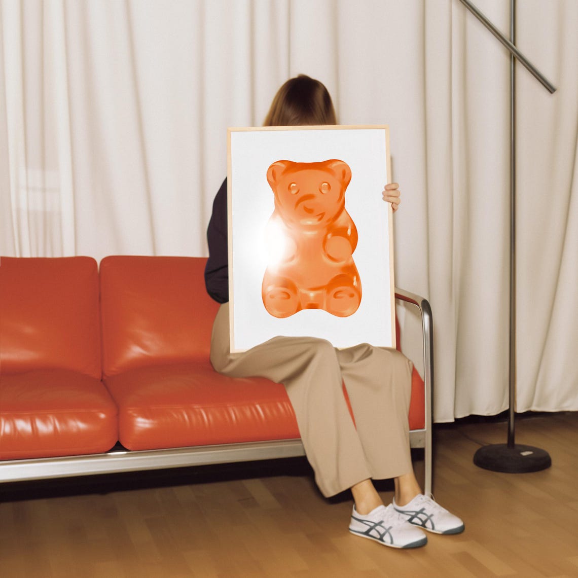 Glossy Orange Gummy Bear Pop Candy Fun Trendy Kids Room Poster
