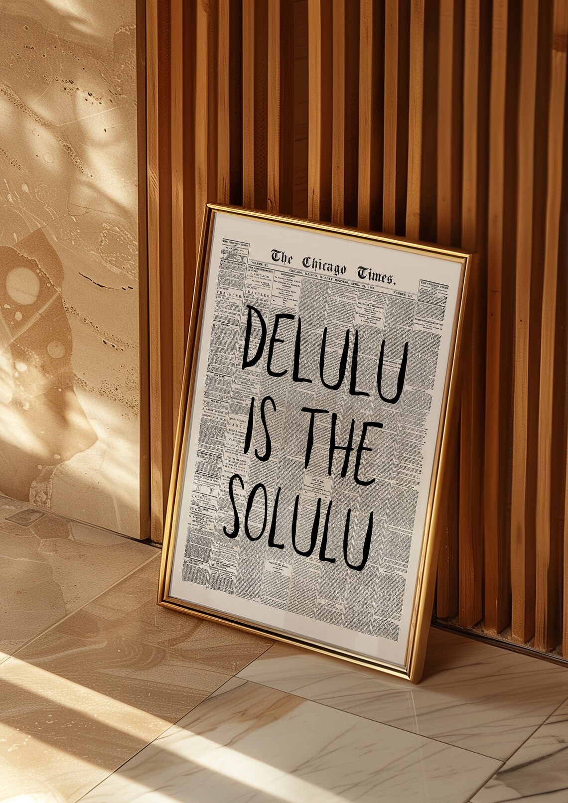 Delulu Is The Solulu Funny Quote Retro Vintage Newspaper Poster - Image 2