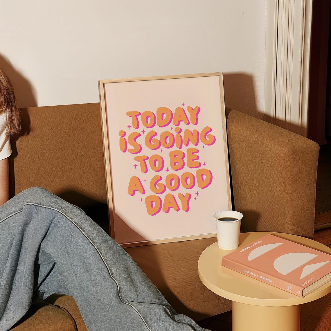 Todays A Good Day Funky Retro Wall Art Print Trendy Poster Aesthetic Room Decor Pink Orange Wall Art Preppy Dorm Room Decor Teen Girl Art