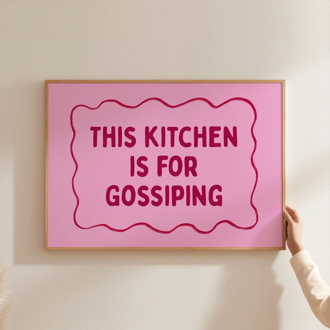 This Kitchen Is For Gossiping Pink Retro Trendy Funny Quote Poster