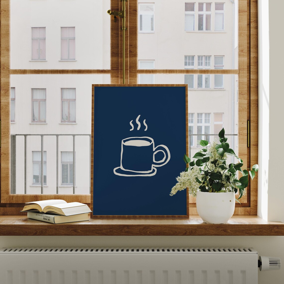 Kitchen Coffee Bar Wall Art Print, Navy Blue - Image 3