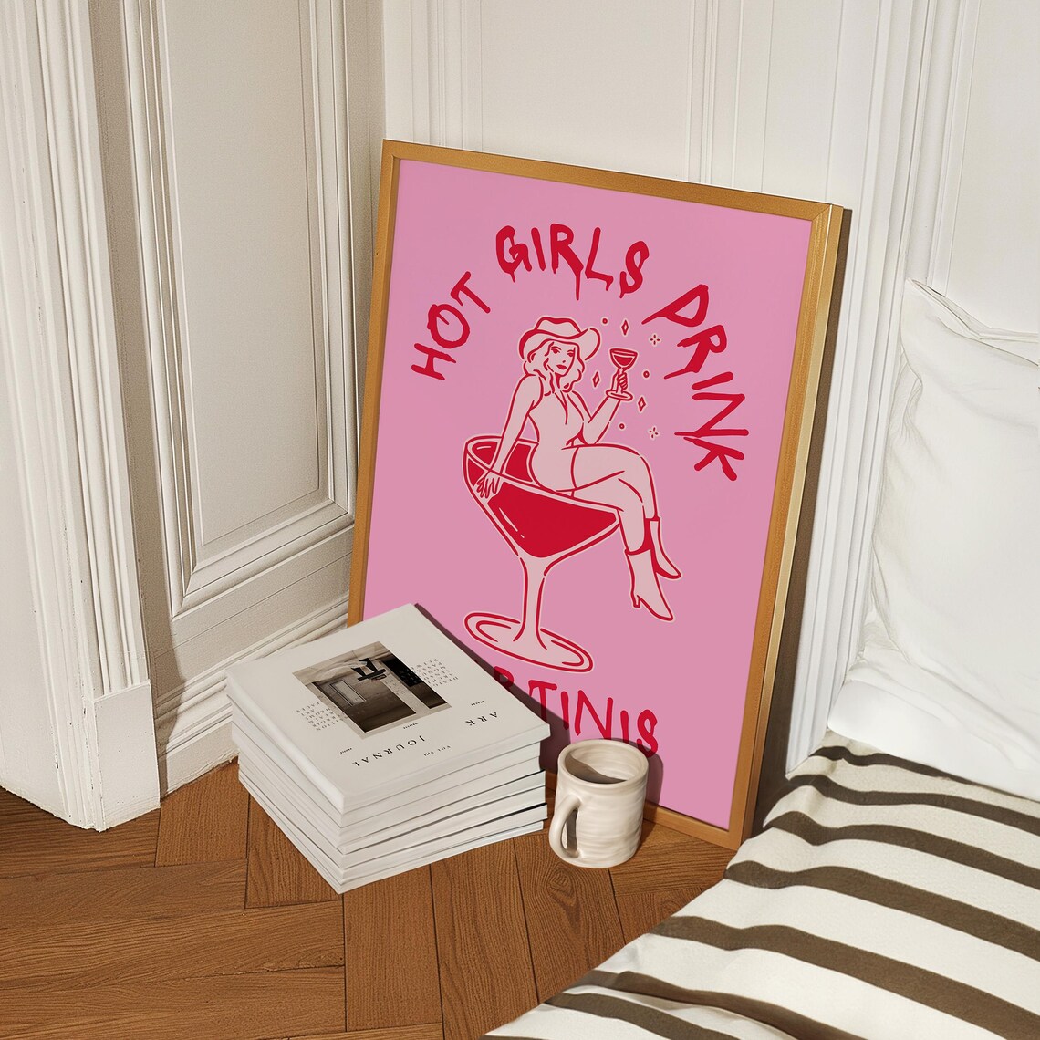 Hot Girls Drink Martinis Pink Retro Cowgirl Martini Glass Poster - Image 3