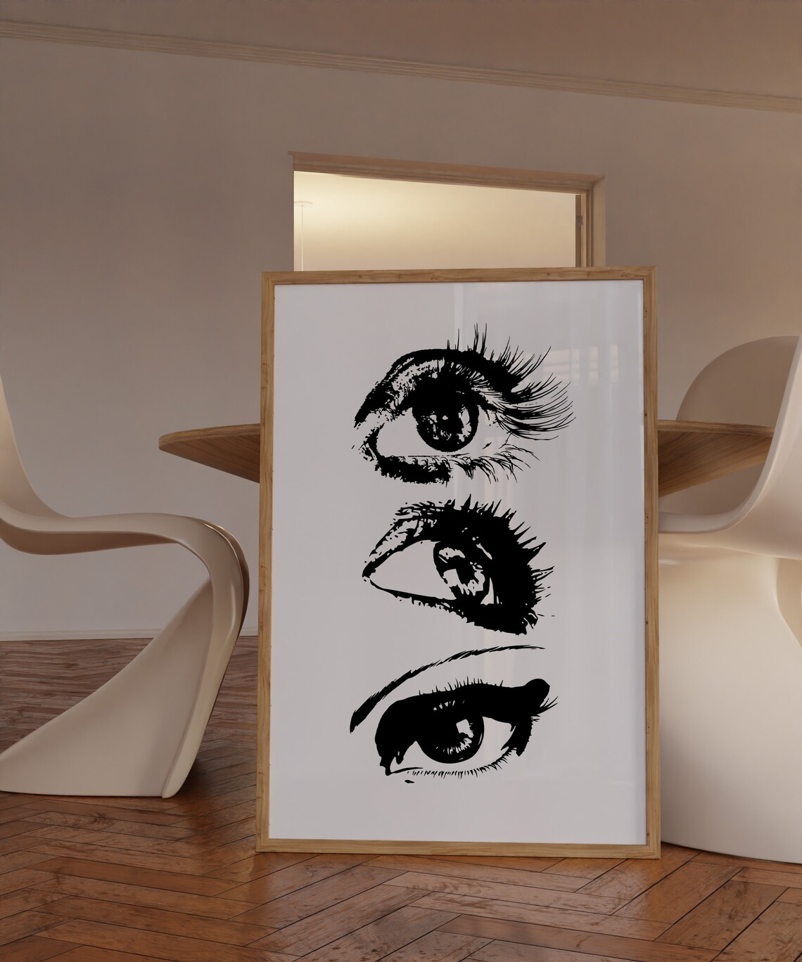 70s Style Black And White Abstract Art Print - Image 3
