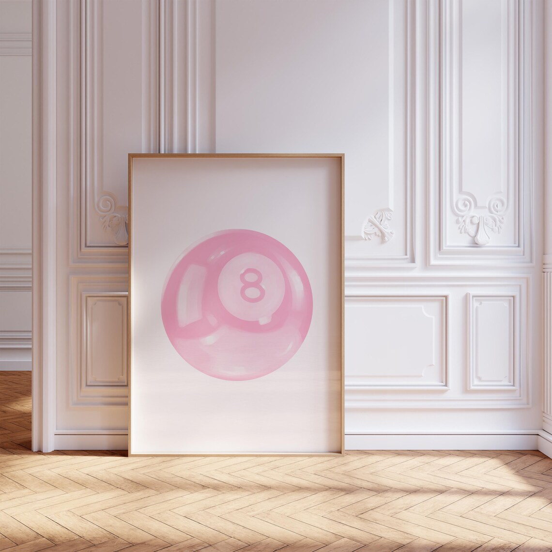 Sweet Pink 8 Ball Glossy Watercolor Preppy Trendy Room Poster - Image 4