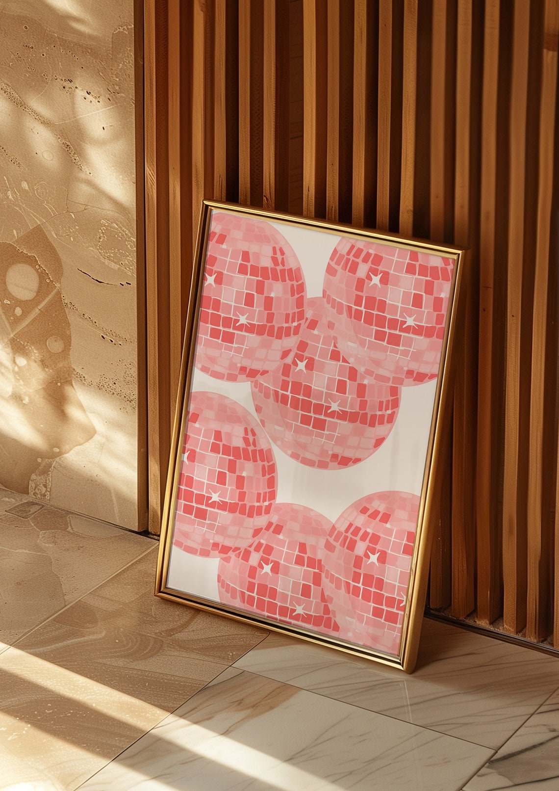 Pink Disco Ball Sparkle Party Celebration Art Poster Party Decor