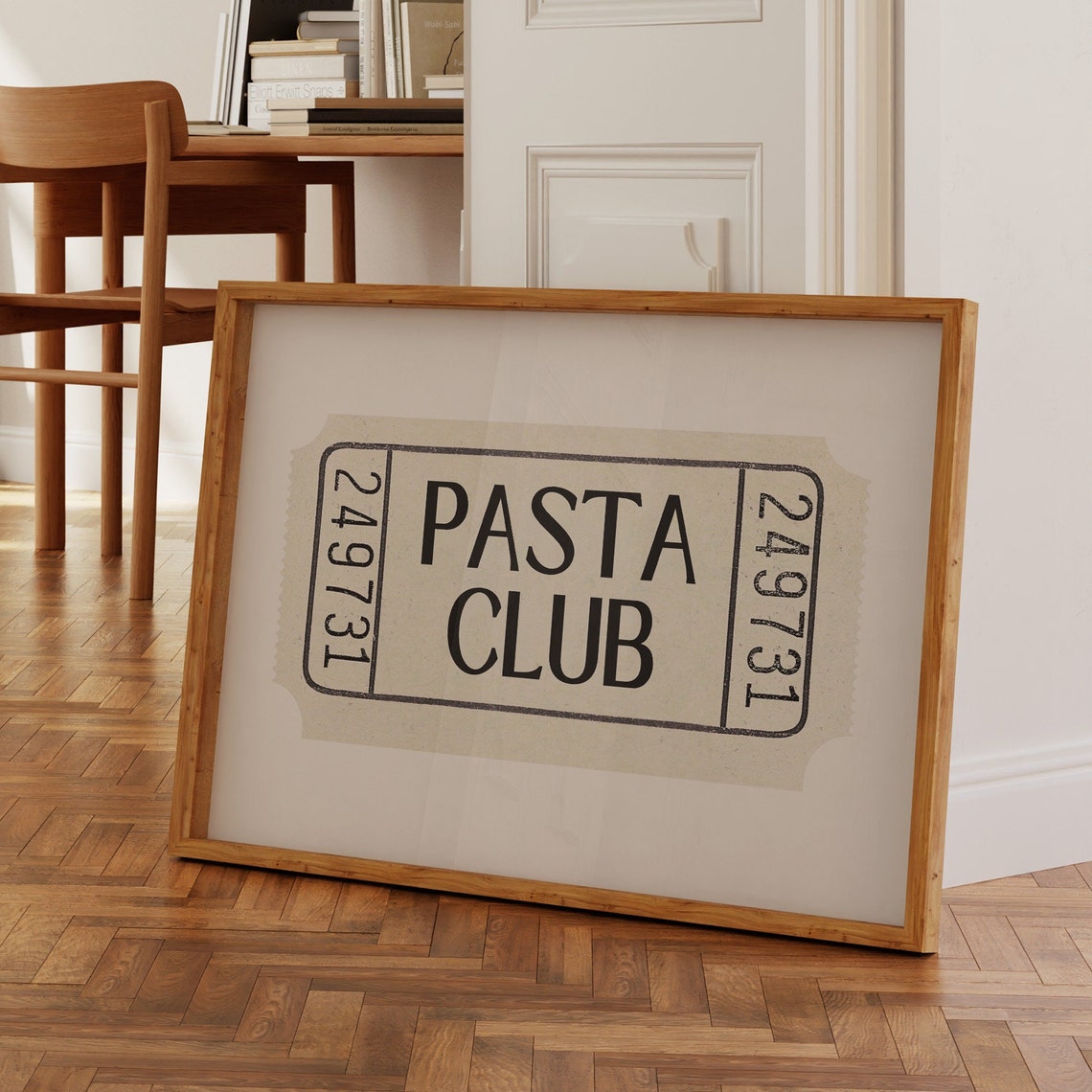 Pasta Club Cream Retro Ticket Stub Vintage Kitchen Style Poster