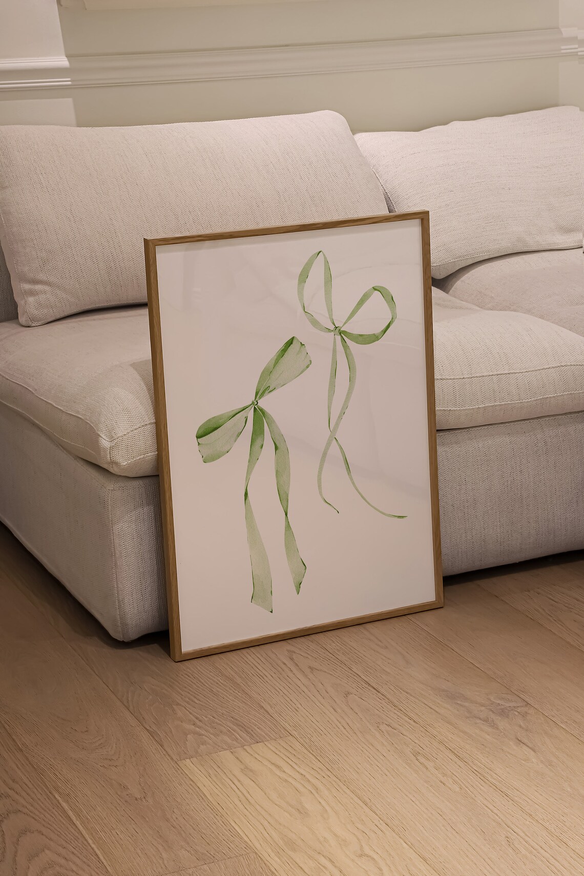 Bow Wall Art Green Ribbon Print, Preppy Dorm Decor - Image 2