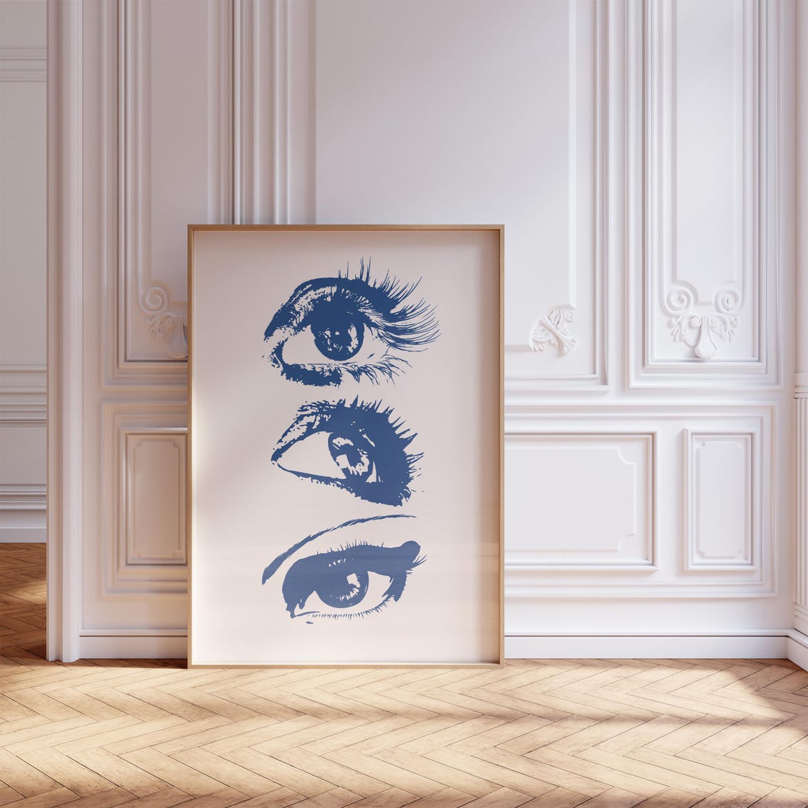 Triple Blue Pop Art Eyes Funky Retro Graphic Wall Decor Poster - Image 2