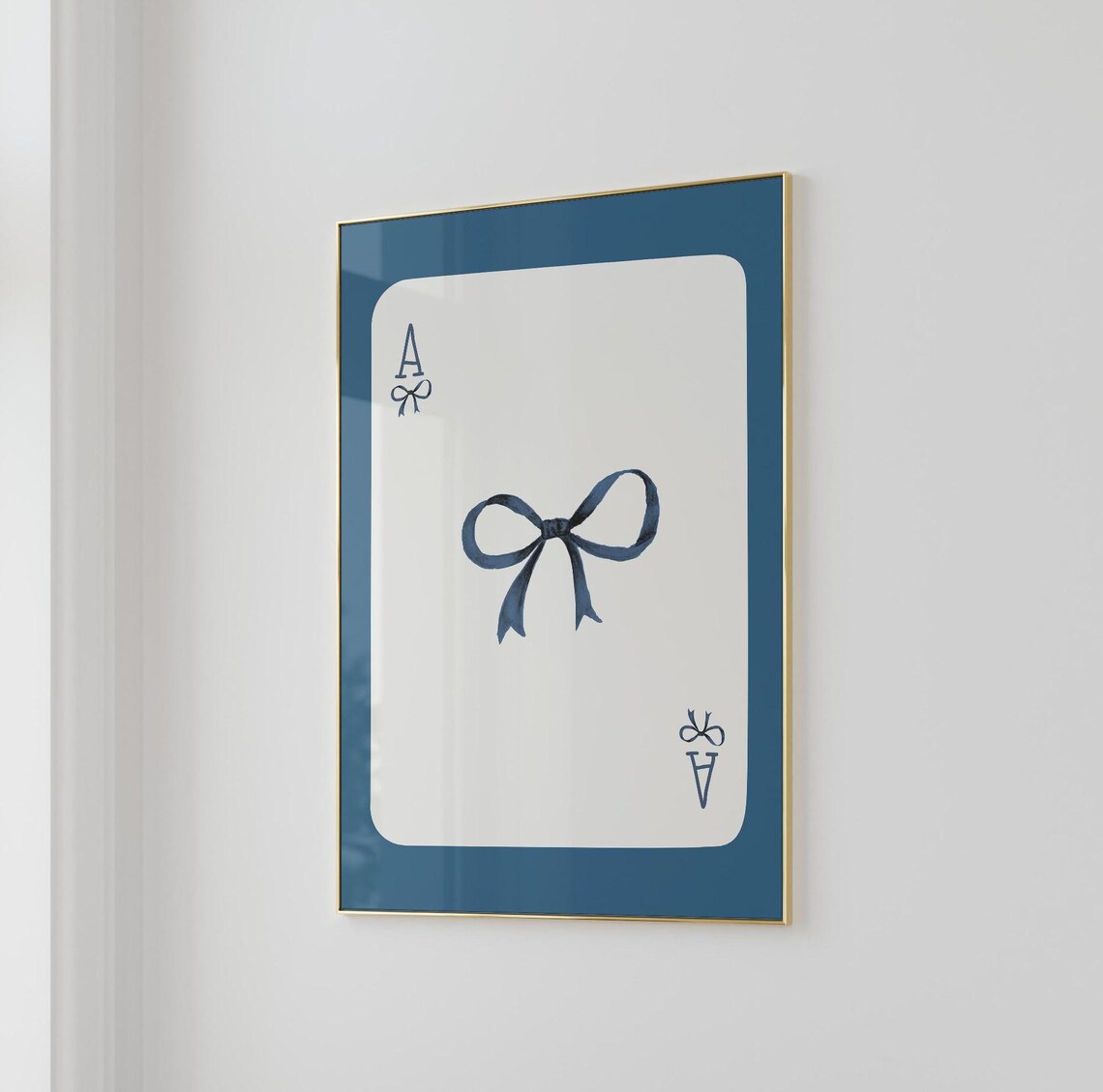 Navy Blue Bow Wall Art, Coquette Art Print