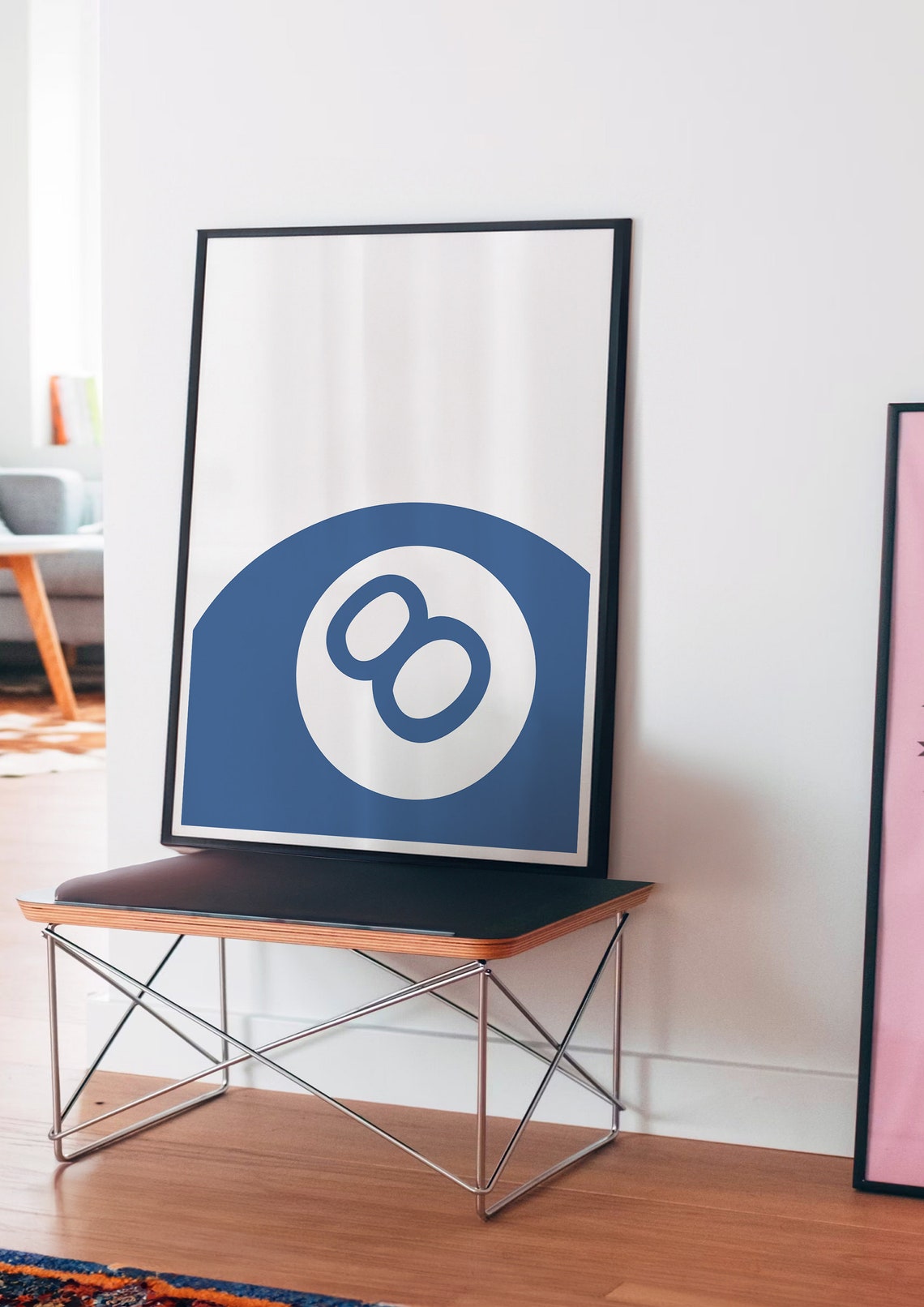 Blue 8 Ball Navy Billiards Minimalist Lucky Number Trendy Poster - Image 2