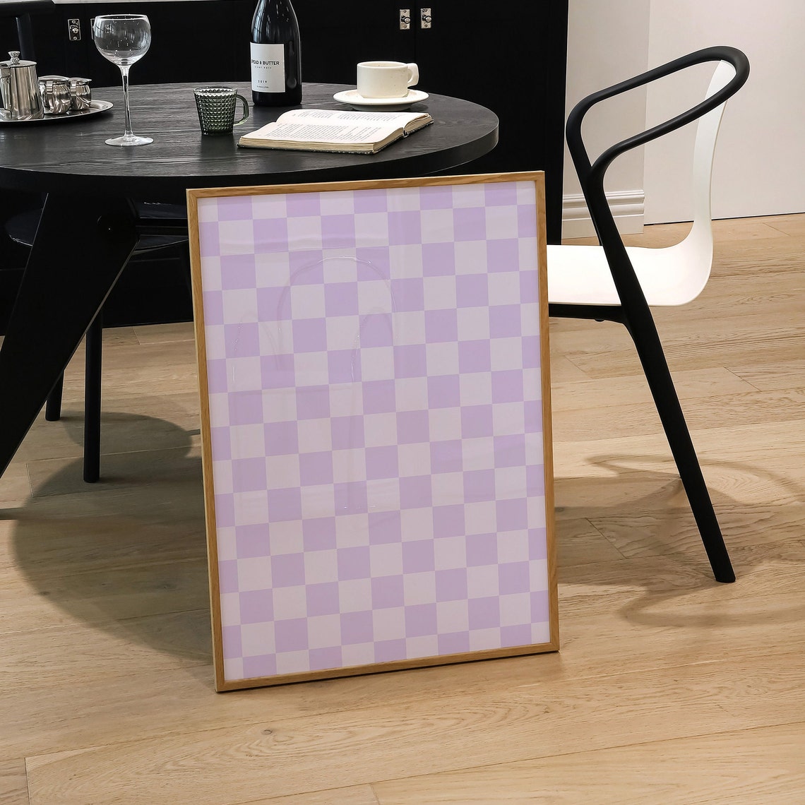 Lilac Purple Checkerboard Pattern Trendy Aesthetic Preppy Art Poster