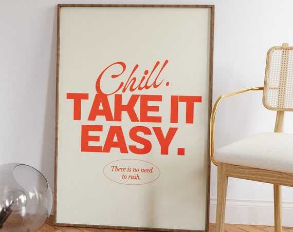 Retro Orange Take It Easy Typography Poster