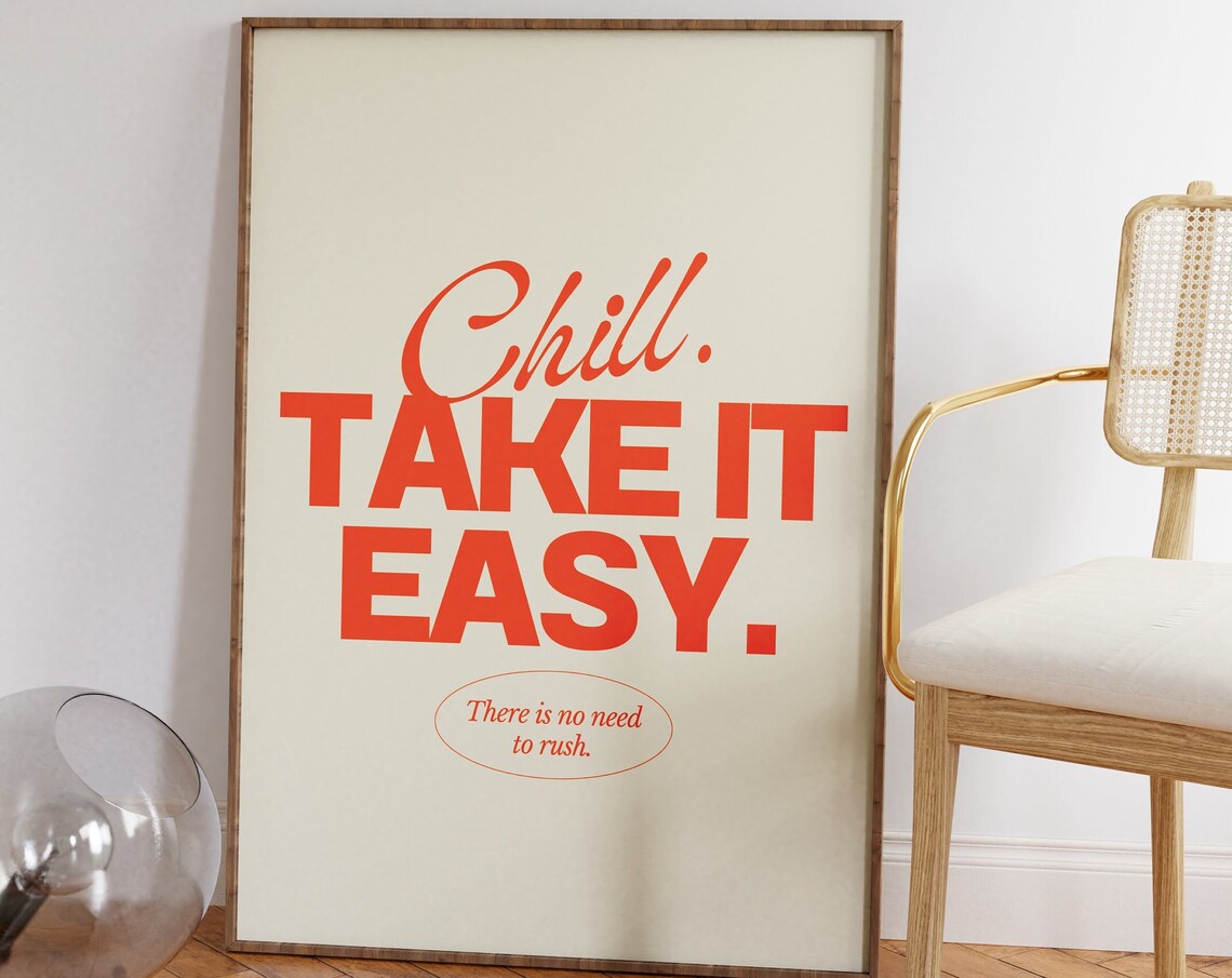 Retro Orange Take It Easy Typography Poster