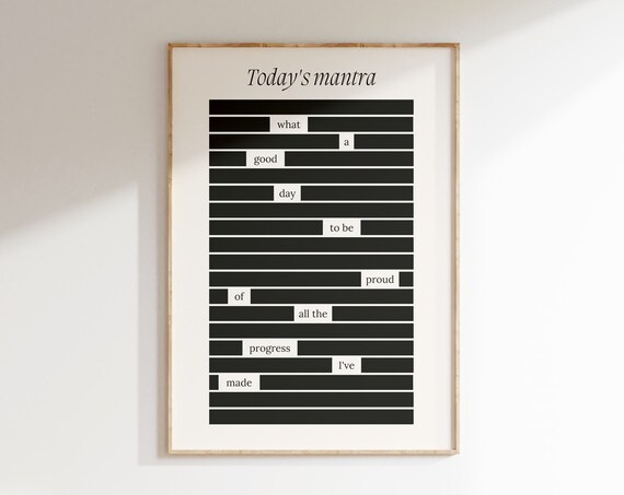 Todays Mantra Modern Art Print Proud Of My Progress Book Page Quote Spiritual Quotes Wall Positive Inspirational Poster