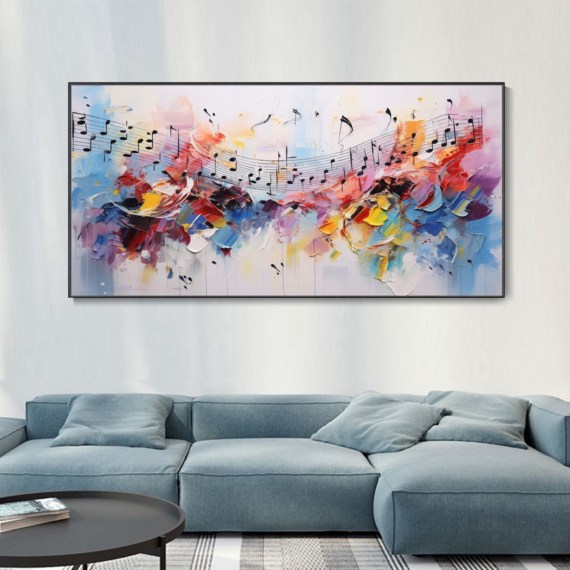 Abstract Notes and Sheet Music Oil-Painting Style Art Print