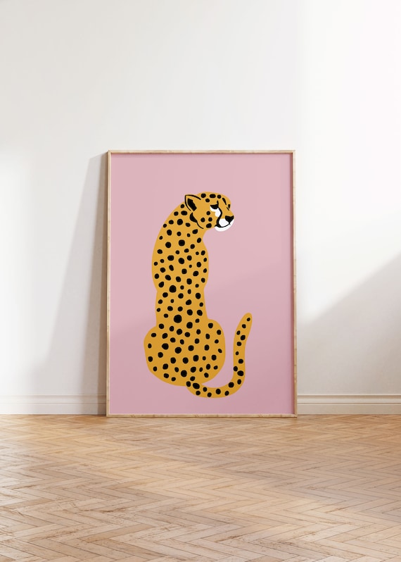 Cheetah Print Pink Leopard Art Print, Boho Decor