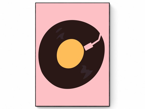 Vinyl Record Wall Art, Eclectic Retro Music Print