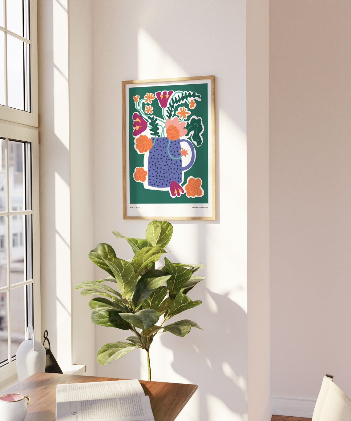 Bold Floral Bouquet Green Botanical Art Poster No 17 Flower Market - Image 3